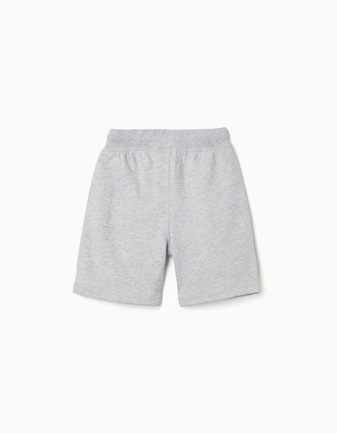 Fleece Shorts with Drawstring and Side Pockets for Boys, Light Grey