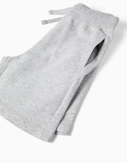 Fleece Shorts with Drawstring and Side Pockets for Boys, Light Grey