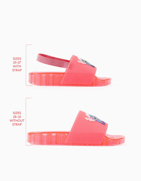 Slides with Stitch Print for Babies and Girls, Pink