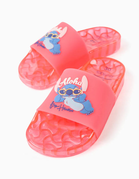 Slides with Stitch Print for Babies and Girls, Pink