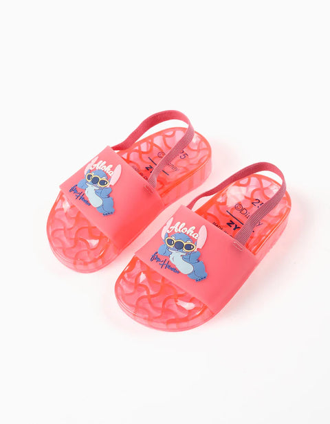 Slides with Stitch Print for Babies and Girls, Pink