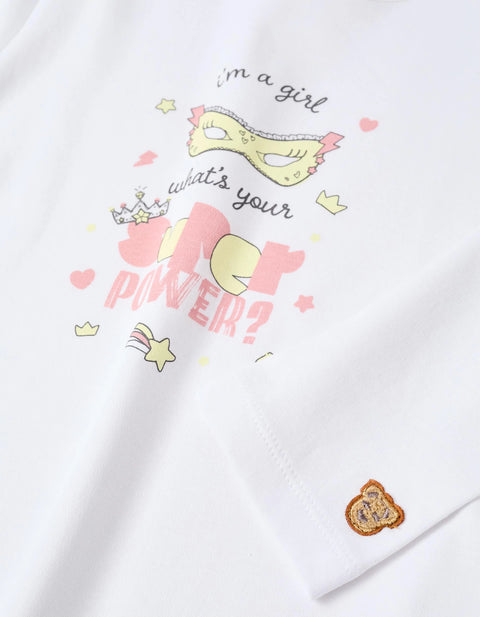 Long Sleeve Cotton Pyjamas with Removable Cape for Girls, White/Yellow
