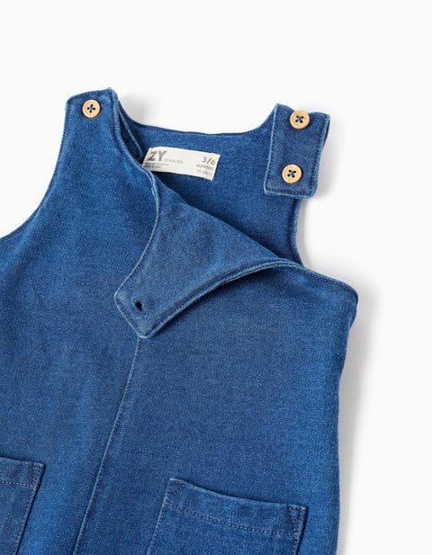 Bodysuit with Print + Denim Jumpsuit for Newborn Boys, White/Blue