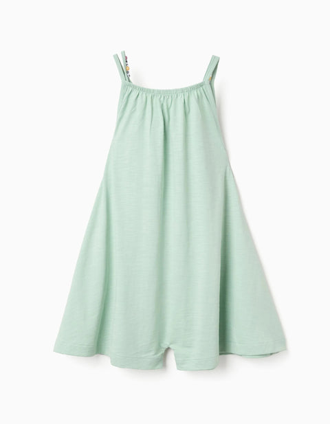 Sleeveless Wide Leg Playsuit in Cotton for Girls, Light Green