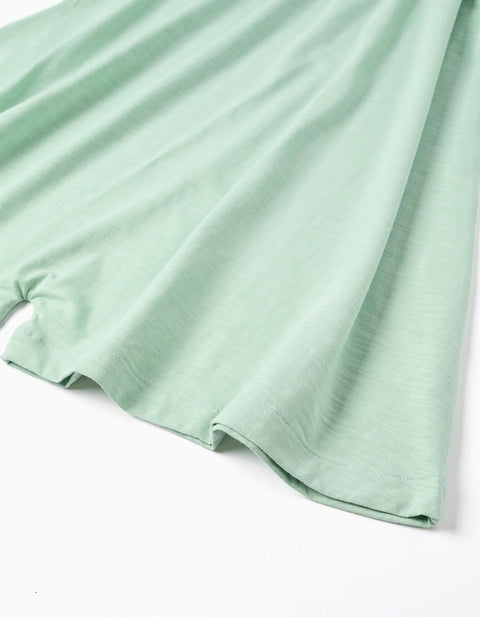 Sleeveless Wide Leg Playsuit in Cotton for Girls, Light Green