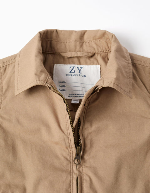 Cotton twill jacket with pockets for baby boys, dark beige