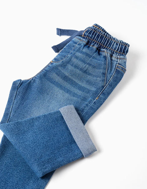 Slim Jeans with Drawstring for Baby Boys, Blue
