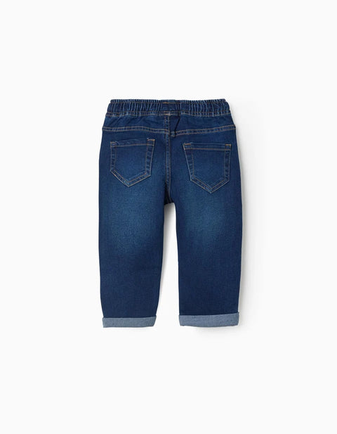 Slim Jeans with Drawstring for Baby Boys, Dark Blue