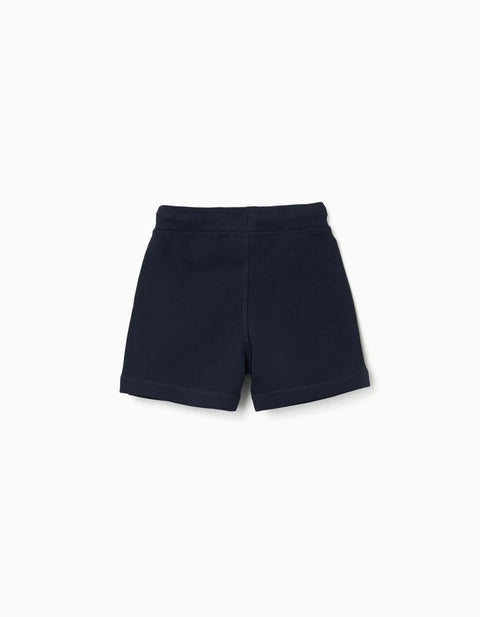 Fleece Shorts with Drawstring for Baby Boys, Dark Blue
