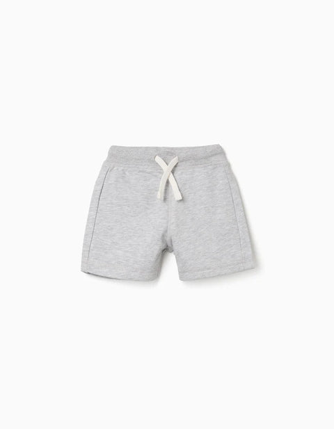 Fleece Shorts with Drawstring for Baby Boys, Light Grey
