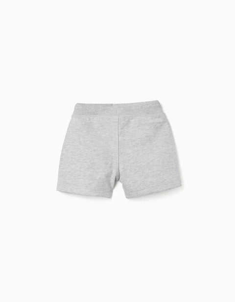 Fleece Shorts with Drawstring for Baby Boys, Light Grey