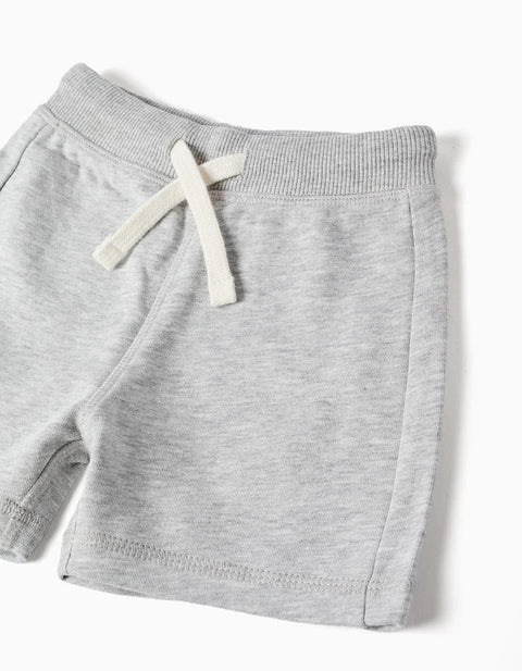 Fleece Shorts with Drawstring for Baby Boys, Light Grey