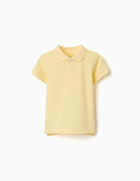 Short Sleeve Cotton Piqué Polo Shirt for Baby Boys, Yellow