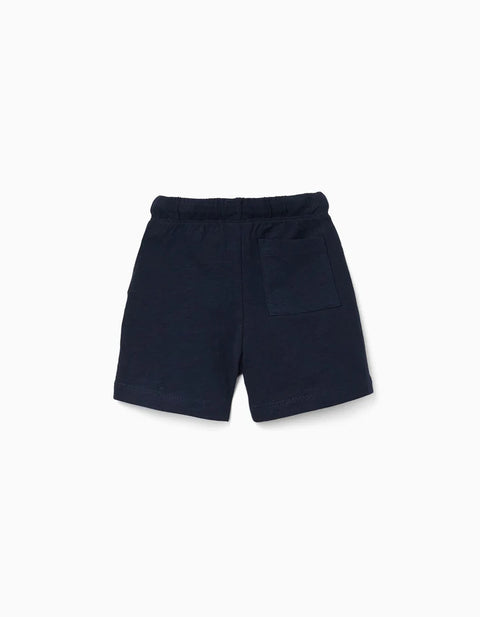 Pack of 2 Cotton Shorts with Drawstring for Baby Boys, Orange/Dark Blue