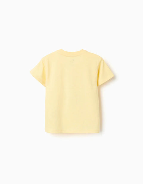 Cotton T-Shirt with 3D Juice Print for Baby Boys, Yellow