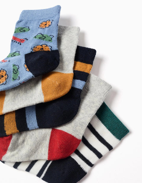 Pack of 5 Socks with Contrasting Details for Baby Boys, Multicolour