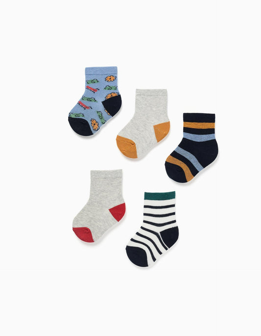 Pack of 5 Socks with Contrasting Details for Baby Boys, Multicolour