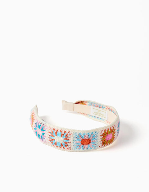 Alice Band with Crocheted Floral Pattern for Girls, Multicolour