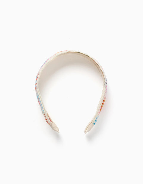 Alice Band with Crocheted Floral Pattern for Girls, Multicolour