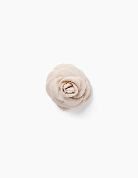 Hair Slide with Camellia for Babies and Girls, Light Beige