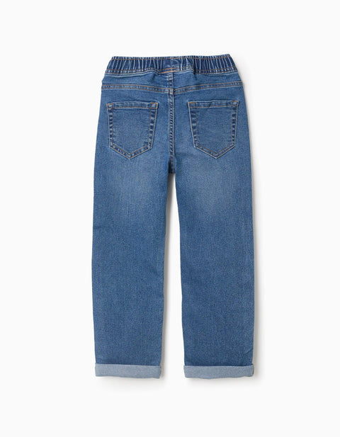 Slim Fit Jeans with Drawstring for Boys, Blue