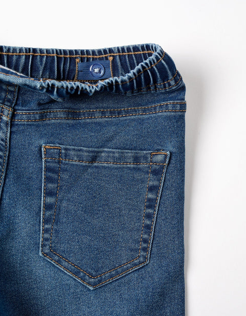 Slim Fit Jeans with Drawstring for Boys, Blue