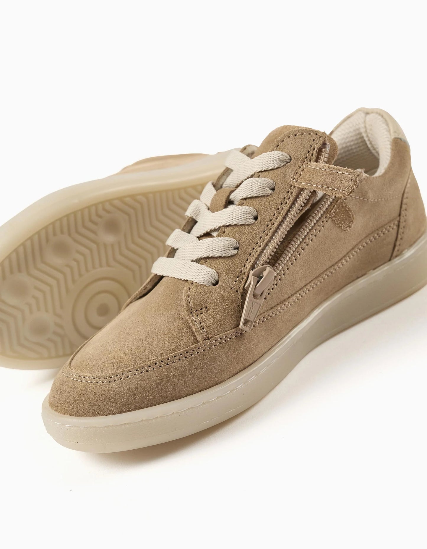 Suede trainers with laces for boys, beige