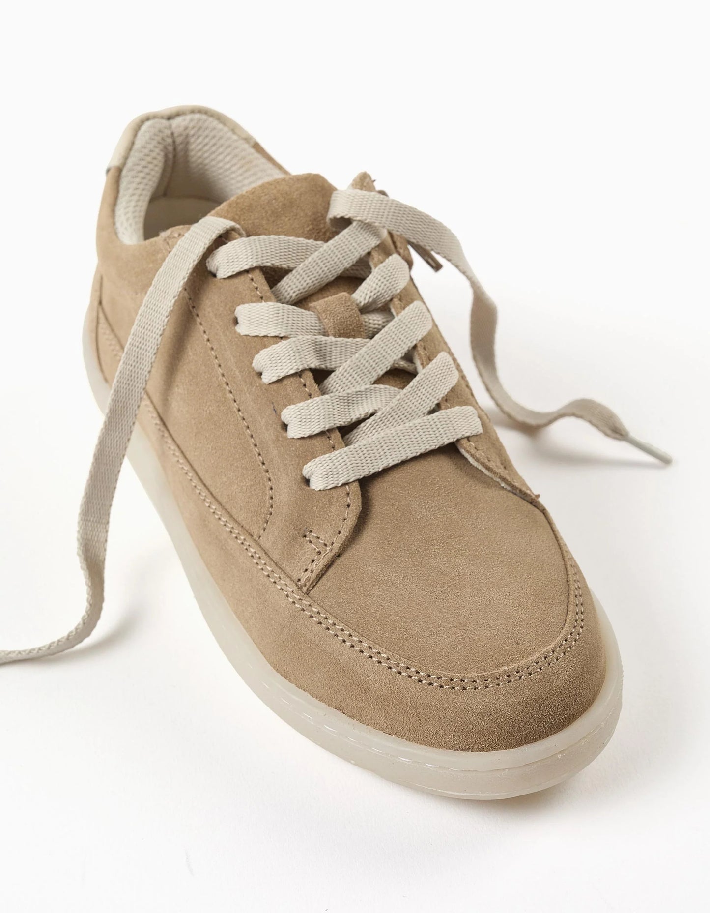 Suede trainers with laces for boys, beige