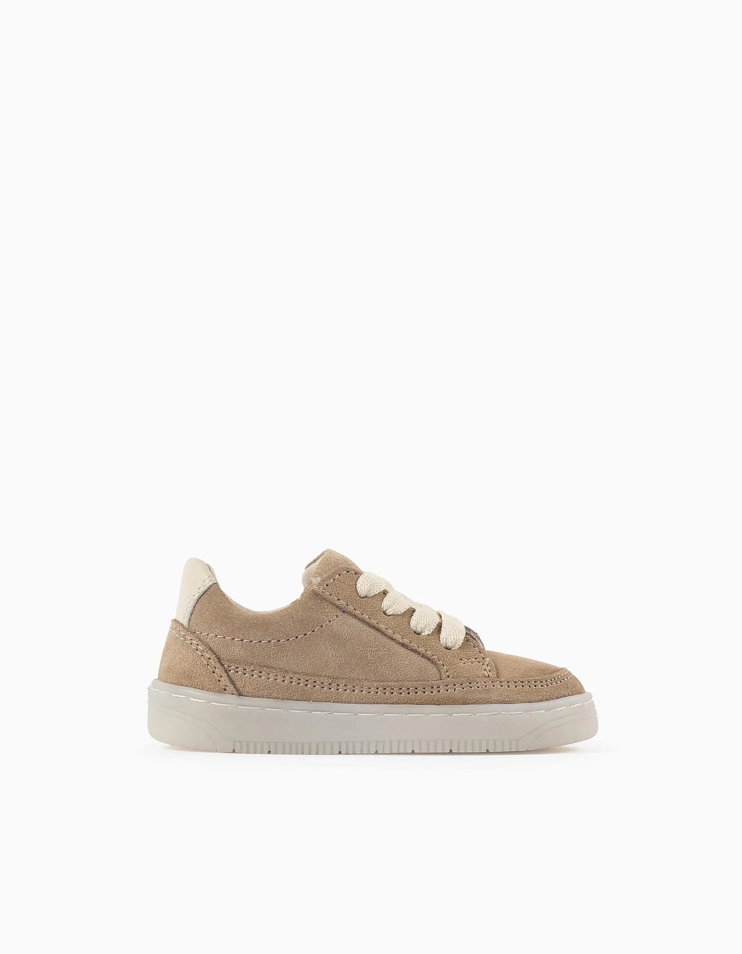 Suede trainers with laces for baby boys, beige