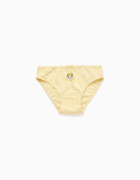 Pack of 5 Briefs with Minnie Prints for Girls, Pink/White/Yellow