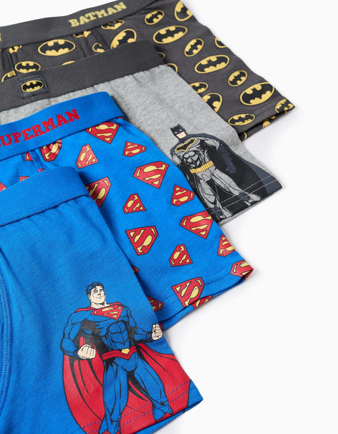 Pack of 4 Boxer Shorts with Marvel Prints for Boys, Blue/Grey