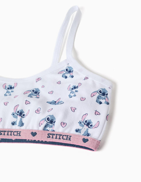 Set of Top and Briefs with Stitch Motif for Girls, White