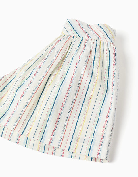 Cotton Shorts with Ethnic Stripes B&S for Girls, Multicolour