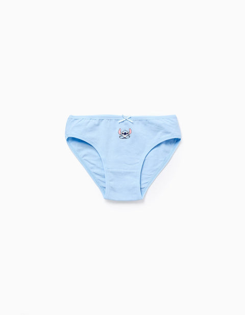 Pack of 5 Cotton Briefs with Stitch for Girls, Pink/Blue/White
