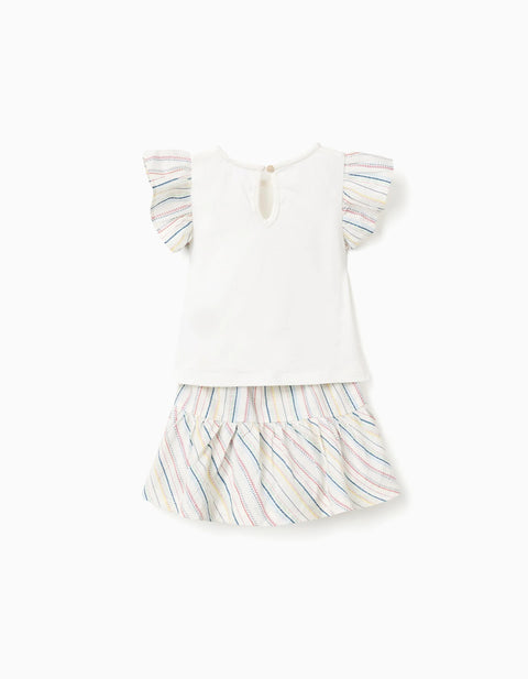 T-shirt + Skort with Ethnic Stripes B&S for Baby Girls, Multicolour