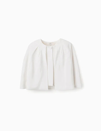 Satin Cape with Inside Vest for Girls, White