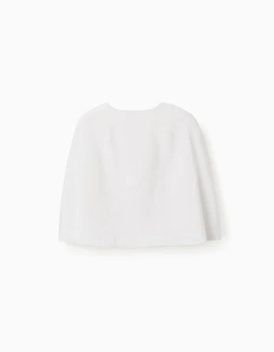 Satin Cape with Inside Vest for Girls, White