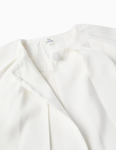 Satin Cape with Inside Vest for Girls, White