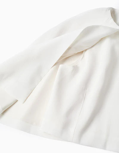 Satin Cape with Inside Vest for Girls, White