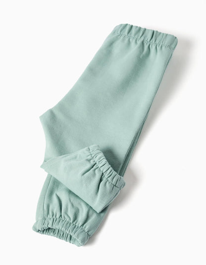 Sweatshirt with Rainbow Print + Trousers for Newborn Girls, White/Green