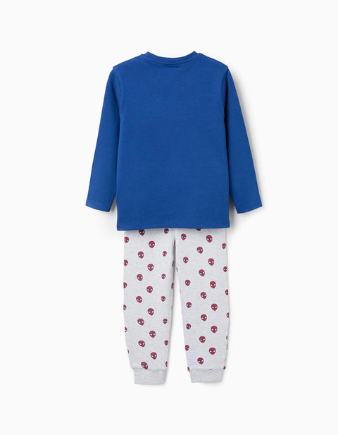 Long sleeve glow-in-the-dark pyjamas with Spider-Man for boys, blue/grey
