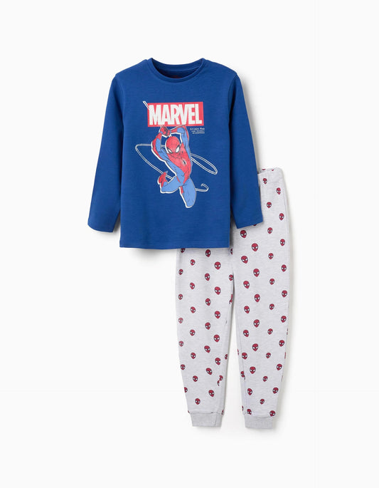 Long sleeve glow-in-the-dark pyjamas with Spider-Man for boys, blue/grey