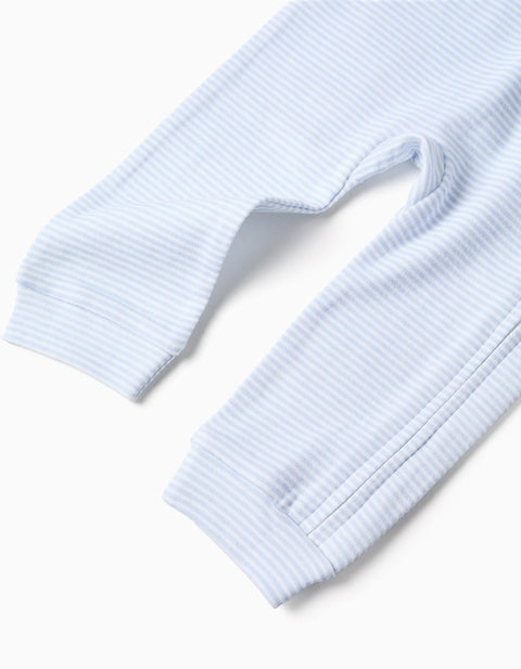 Footless Babygrow with Stitch Print for Newborn and Baby Girls, White/Blue