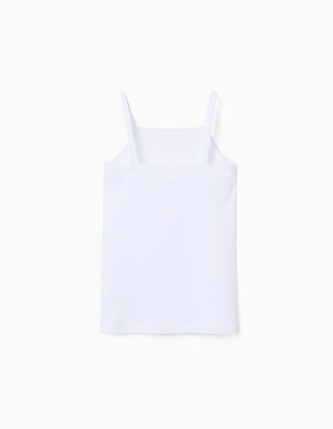 Pack of 3 Cotton Strap Tops for Girls, White