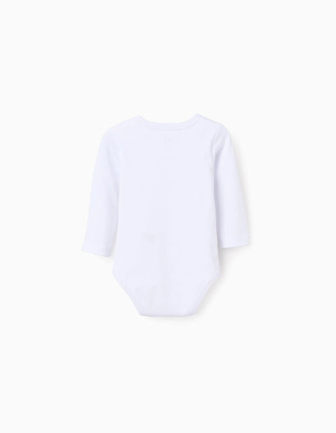 Pack of 4 Bodysuits with Chest Print for Newborns and Babies, White
