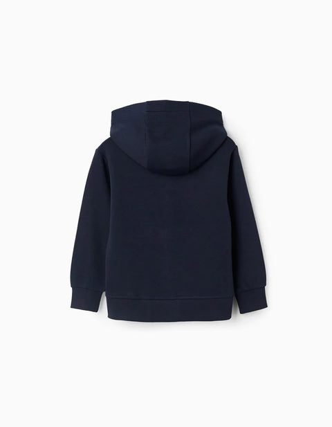 Hooded Fleece Jacket with Pockets for Boys, Dark Blue