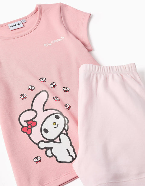 Short Sleeve Cotton Pyjamas with My Melody Print for Girls, Pink