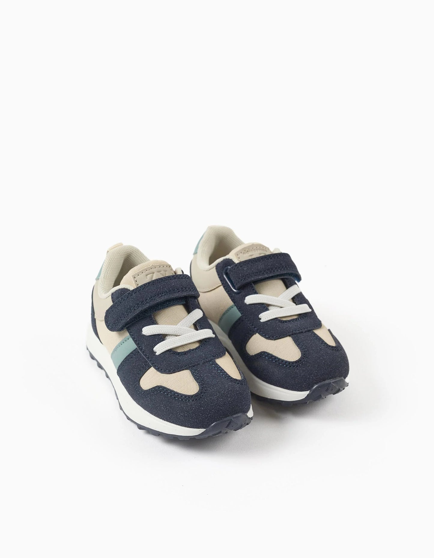 Combined Trainers with Touch-Fastening Strap for Baby Boys, Beige/Blue