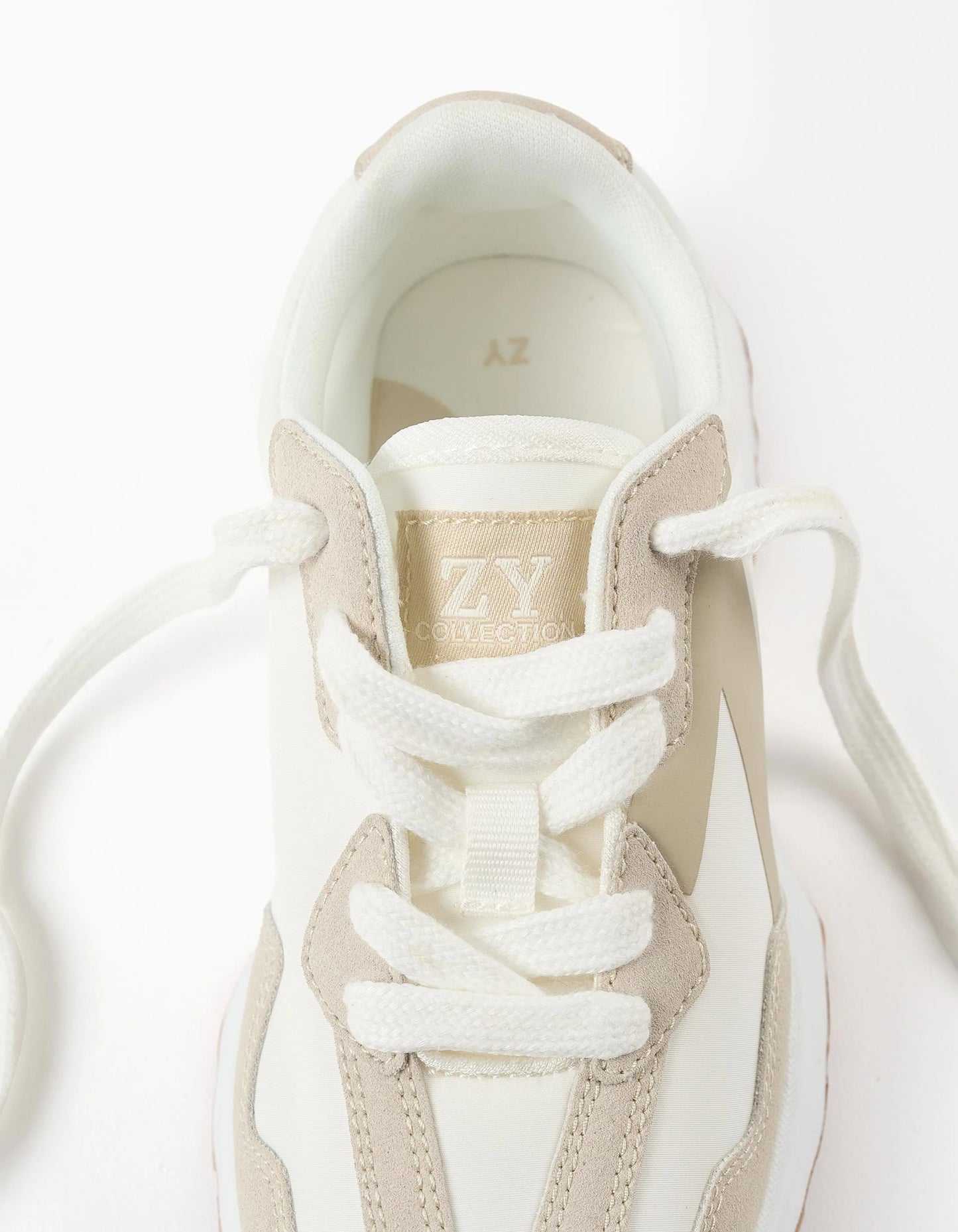 Combined Trainers with Laces Superlight Runner for Girls, White/Beige