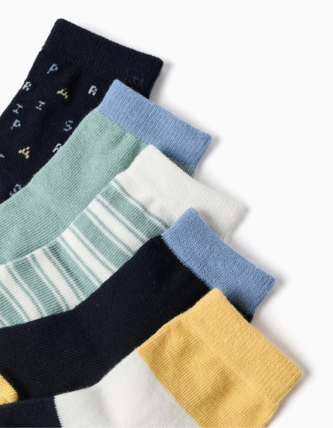 5 pairs of Socks with Contrasting Details for Baby Boys, Multicolour